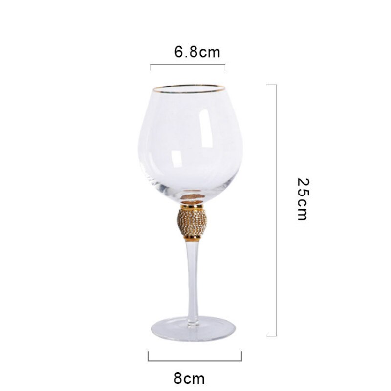 Copa de lujo de 200-600ml, copa de champán hecha a mano con diamantes incrustados, de vacaciones, copa de vidrio de vino tinto