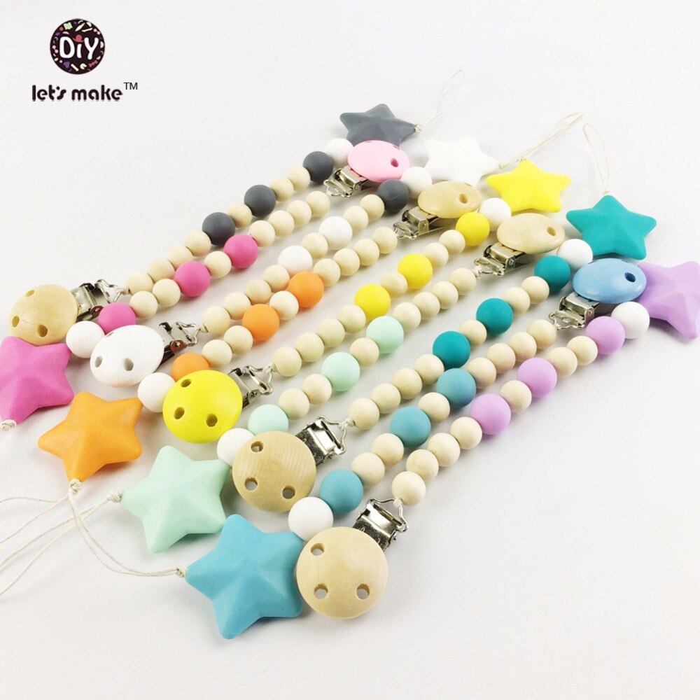 Faisons bébé jouet de dentition Silicone perles Silicone étoile en forme de bijoux pendentif 30 pièces 10 couleurs mélangées couleurs 40mm collier à faire soi-même