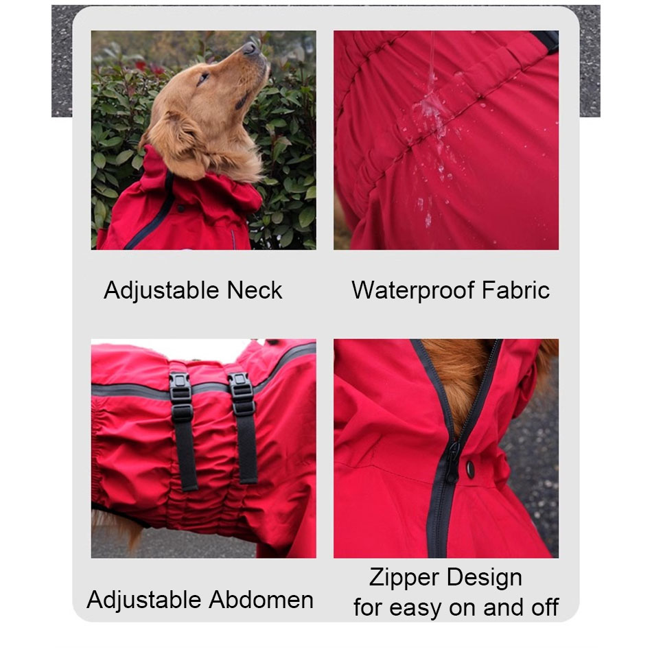 Waterdichte outdoorjas voor huisdieren, warme winterregenjas voor grote honden, regenpak met reflecterende details, geschikt voor kleine, middelgrote en grote honden.