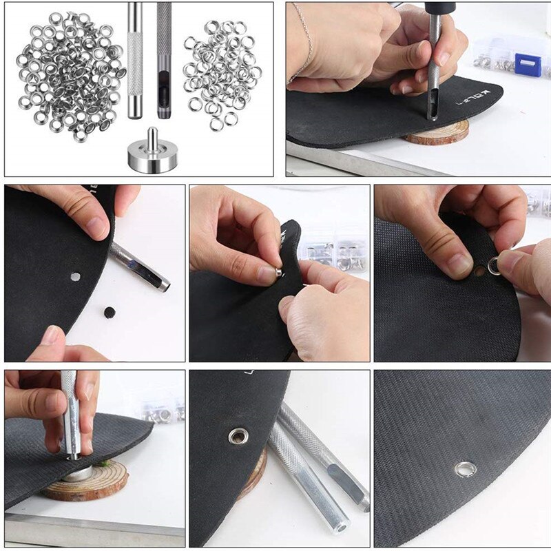 100 Sets 10 Mm 4 Kleur Oogje Met Wassen Installeren Punch Gereedschap Koper Tule Voor Leer Craft Diy Kleding Schoenen metalen Pakking Eye