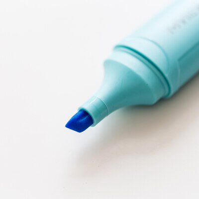 Subrayador con delineador, 1 unidad, amarillo, rosa, azul, verde, morado, naranja, rotuladores con punta oblicua, suministros para escuela y oficina: Azul