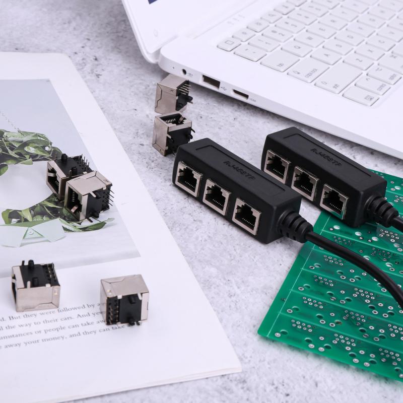 RJ45 Connector Ethernet Kabel Splitter 1 Male Naar 3 Vrouwelijke Poort Lan Netwerk Plug RJ45 Adapter Ethernet Netwerk Kabel Accessoires