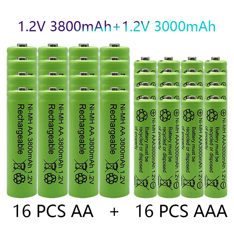 1.2v aa 3800 mah ni-mh- -mh 1.2 v + 3000 -batterie: Rot