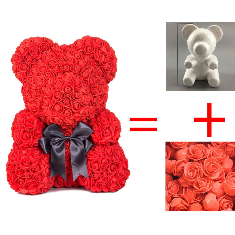 1 pièces 33 cm mousse modèle polystyrène styromousse teddy rose ours blanc artisanat boules pour bricolage fête de noël décoration fournitures