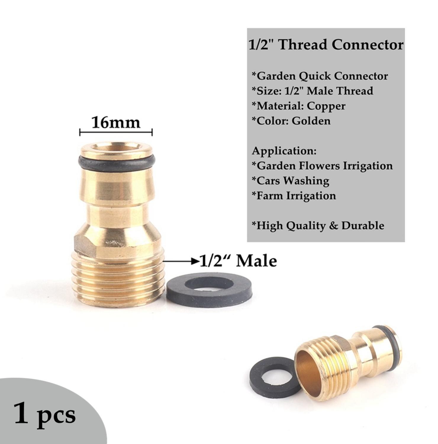 1pcs 1/2" 3/4"Garden Quick Connector Copper Thread Mental Joint Irrigation Hose Fittings Watering Tube Accessories Pipe Adaptor: 1l2in Connector(I)