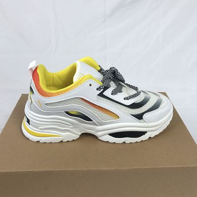 Unisex sneakers ademende casual schoenen heren wit mesh lichtgewicht flats 39 ~ 47 grote maten heren lente sneakers rood veterschoenen: Geel / 40