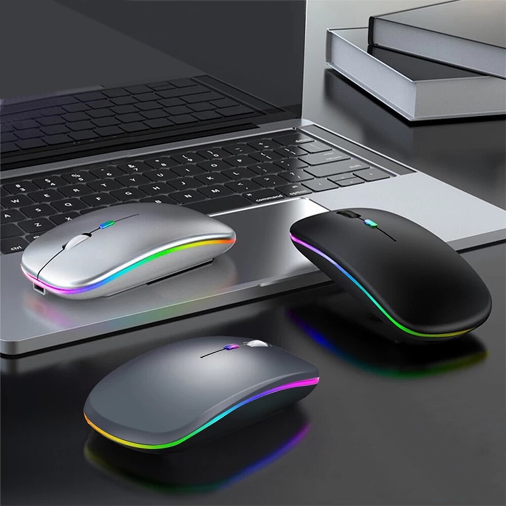2.4G+ Bluetooth 5.0 Wireless Mouse Optical tracking Dual Mode Rechargeable RGB Mouses Button Mute 1600DPI PC Mouse