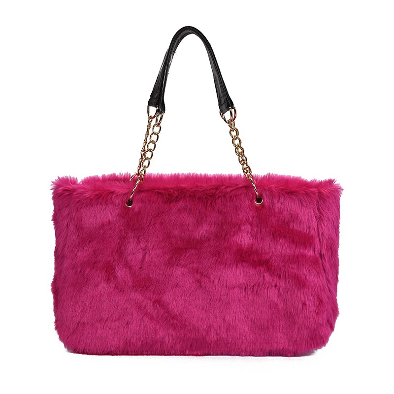 Imitatiebont grote capaciteit luipaard crossbody tas dames winter pluche schoudertas dames warme handtas meisje kerst: Felroze