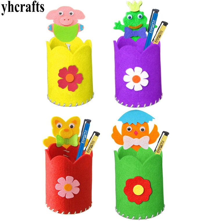Kit de portalápices de tela para manualidades, 1 unidad por lote, artículos de actividades de fieltro para guardería, Juguetes Educativos de aprendizaje temprano, juegos de rompecabezas