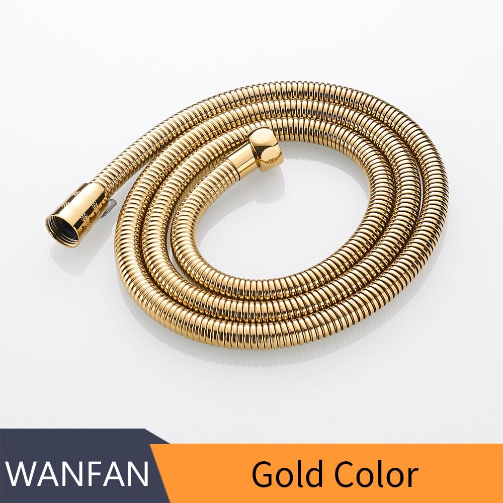 Vvs-slanger rustfrit stål guld 150cm rør bruserslange fleksibelt brusehoved udskiftningsdel badeværelse vandslange hj -0515: Guld