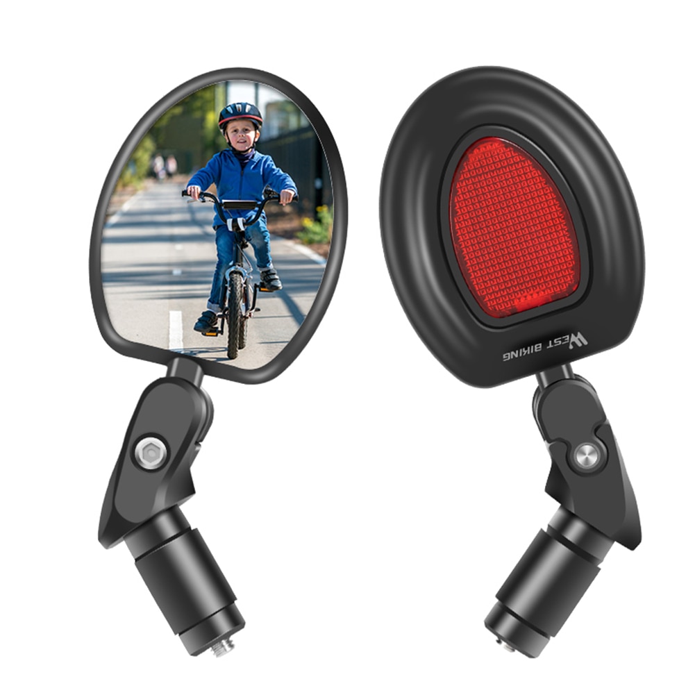 WEST BIKING Bicycle Bar End Mirror with LED Light MTB Mountain Bike Rearview Rear View Mirror Cycling Accessories