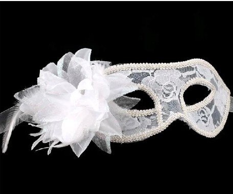 Härlig sexig spetsmask halloween kostym rekvisita genomskinlig fest boll ögonmask för halloween maskerad fest kostym kostym: Vit