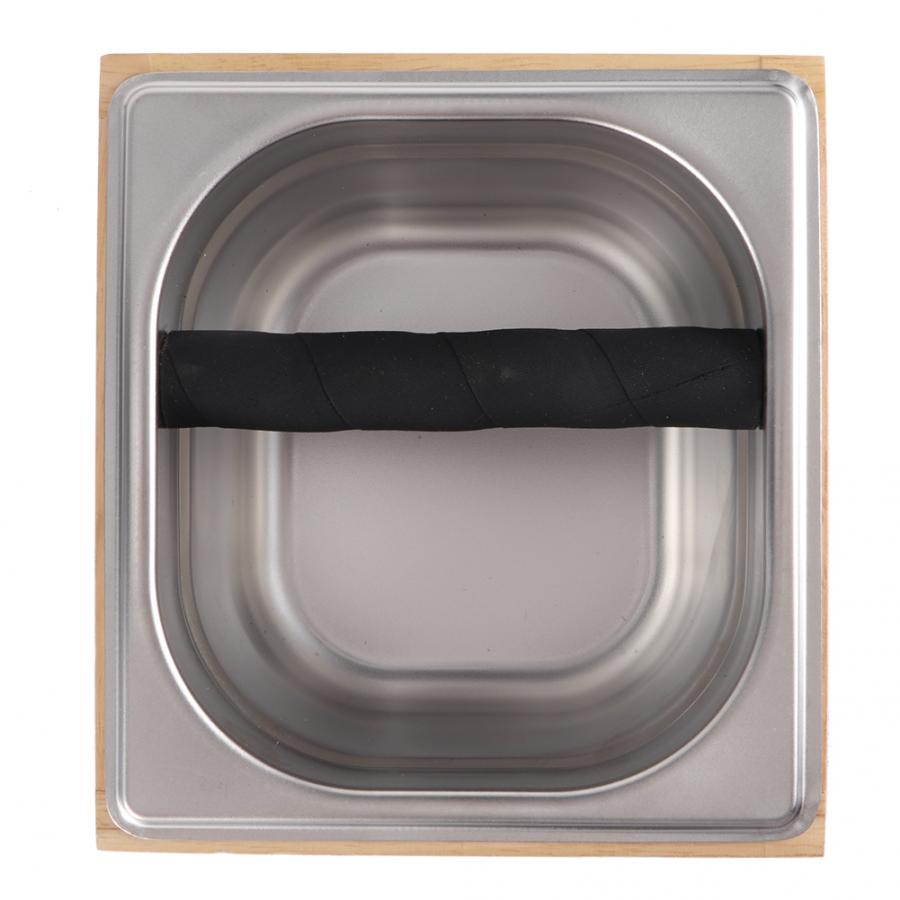 Coffee Jug Stainless Steel Coffee Ground Knock Container Bucket Box with Wooden Base for Coffee Shop Use coffee