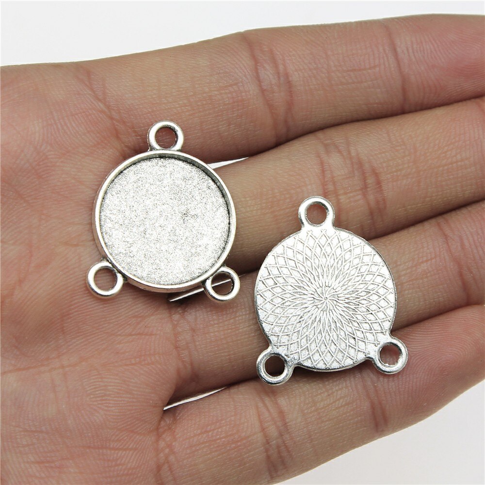 10 Stück / Los Passend für 20 mm rundes Glas Cabochon Base Setting Anhängerablage für Schmuck DIY Herstellung antiker silberner Farbe FM4024: F4306