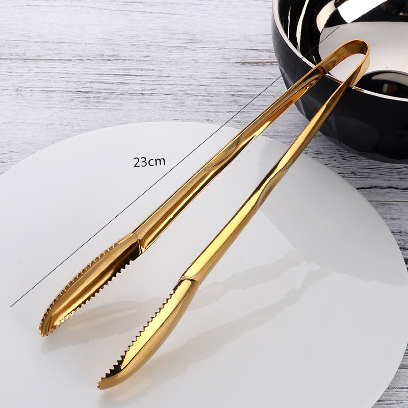 Kitchen Tongs Stainless Steel Food Tongs Golden Bread Clamp Salad Clip Baking Pastry BBQ Kitchen Cooking Utensils