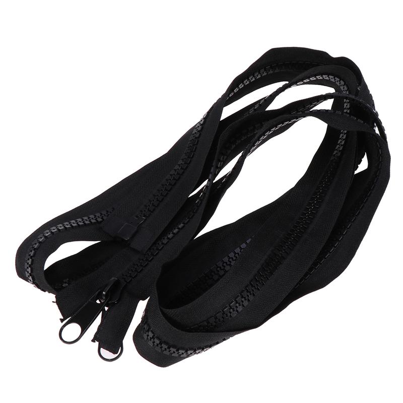 Cremallera de resina Separable de doble cara, larga, negra, 200CM, con extremo de retención para saco de dormir, tienda de campaña, Coa