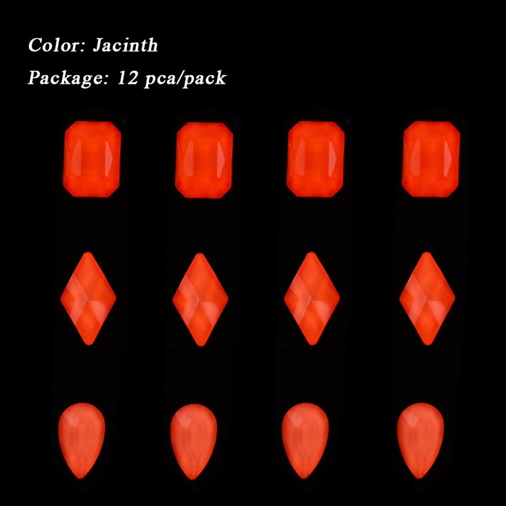 Crystal Gem 3D Lichtgevende Stenen Nail Art Decoraties Diy Glas Plaksteen Fluorescentie Nail Rhinestones Gemengde Size Glow In The Dark