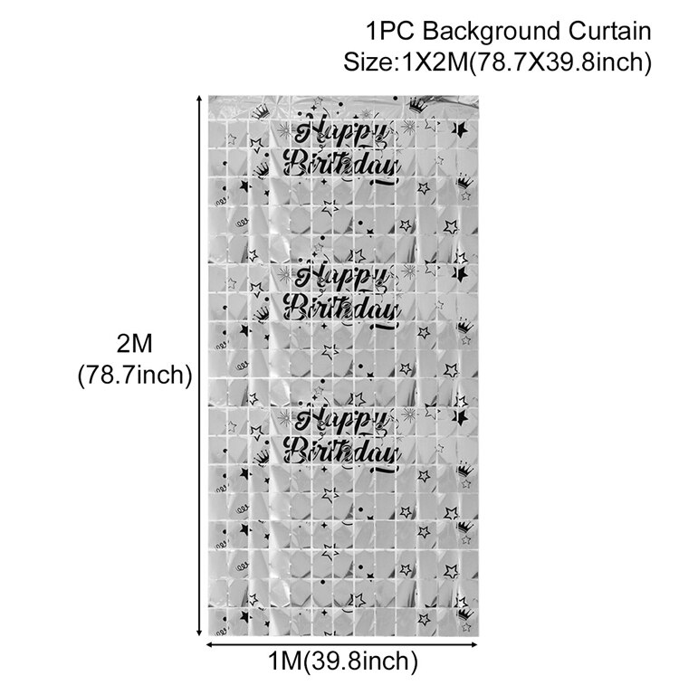 Zwarte Goud Achtergrond Gordijn Sequin Happy Birthday Baby Shower Muur Achtergrond Verjaardag Folie Glitter Gordijn
