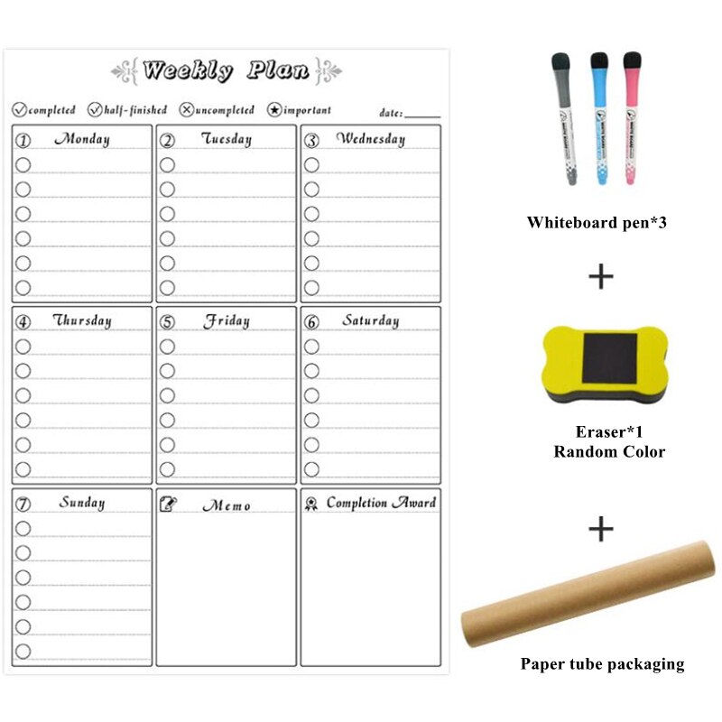 Magnetic Weekly & Monthly Planner Children's Summer Vacation Winter Daily Time Management Message Drawing Whiteboard: 2