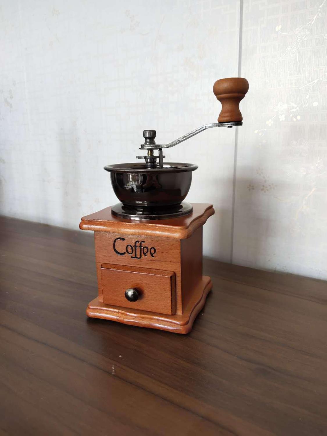 Molinillo de Café Manual de madera de Retro, hecho a mano molinillo de café de acero inoxidable, herramientas de café creativas