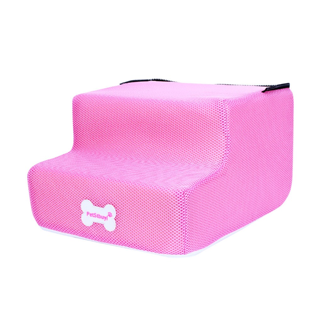 Pet Products Breathable Mesh Foldable Pet Stairs Detachable Pet Bed Stairs Dog Ramp 2 Steps Ladder Pet Stairs Dog Access: Pink