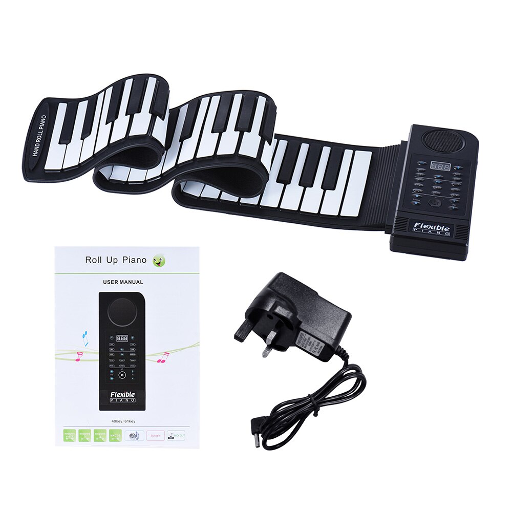 Portable Silicon 61 Keys Roll Up Piano Electronic MIDI Keyboard with Built-in Loud Speaker