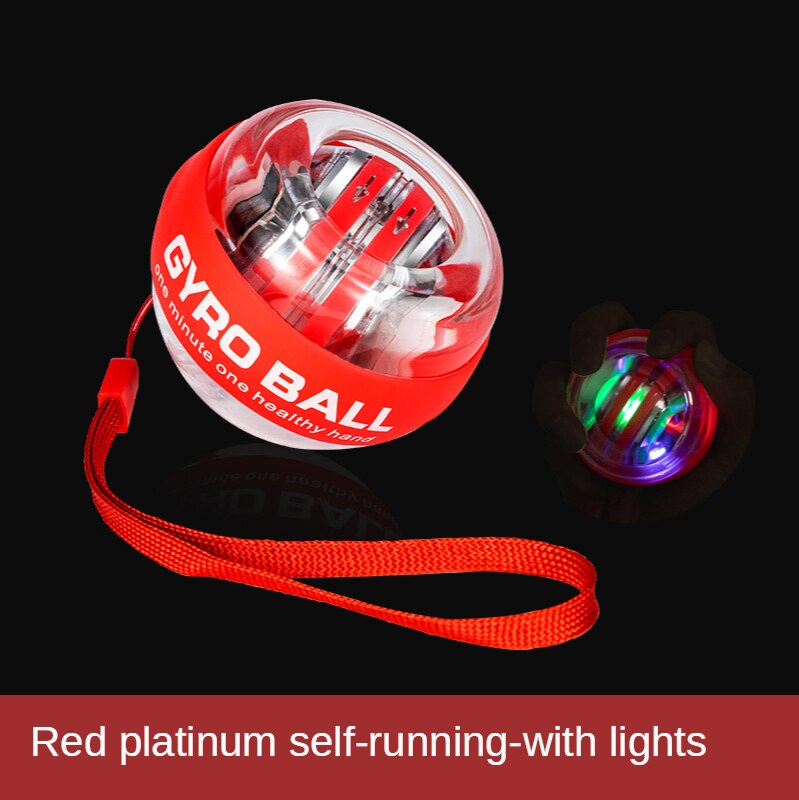 Bola de agarre de arranque automático para muñeca, Bola de agarre de descompresión, ejercicio de tono de vibración, bola centrífuga muscular del brazo, bola giroscópica de descompresión: Red with lamp
