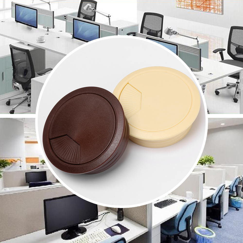 1Pc 60/80mm Table Cable Hole Cover PC Computer Desk Round Grommet Tidy Cable Fastener Wire Organizer Home Office Supplies