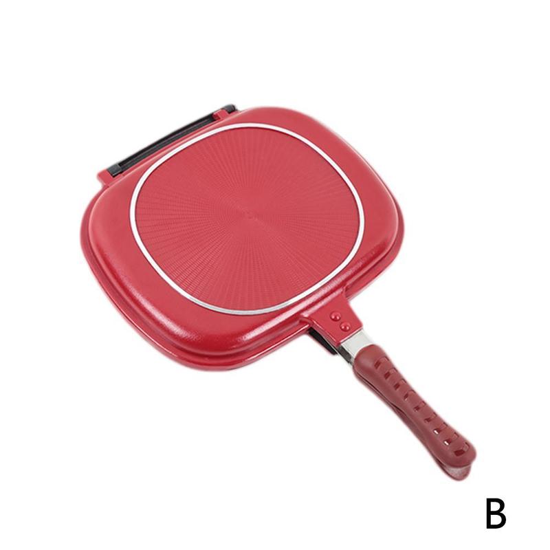 32cm Double Side Grill Fry Pan Cookware Aluminum Accessories Tool Cooking Kitchen Steak Face Pan: 32cm