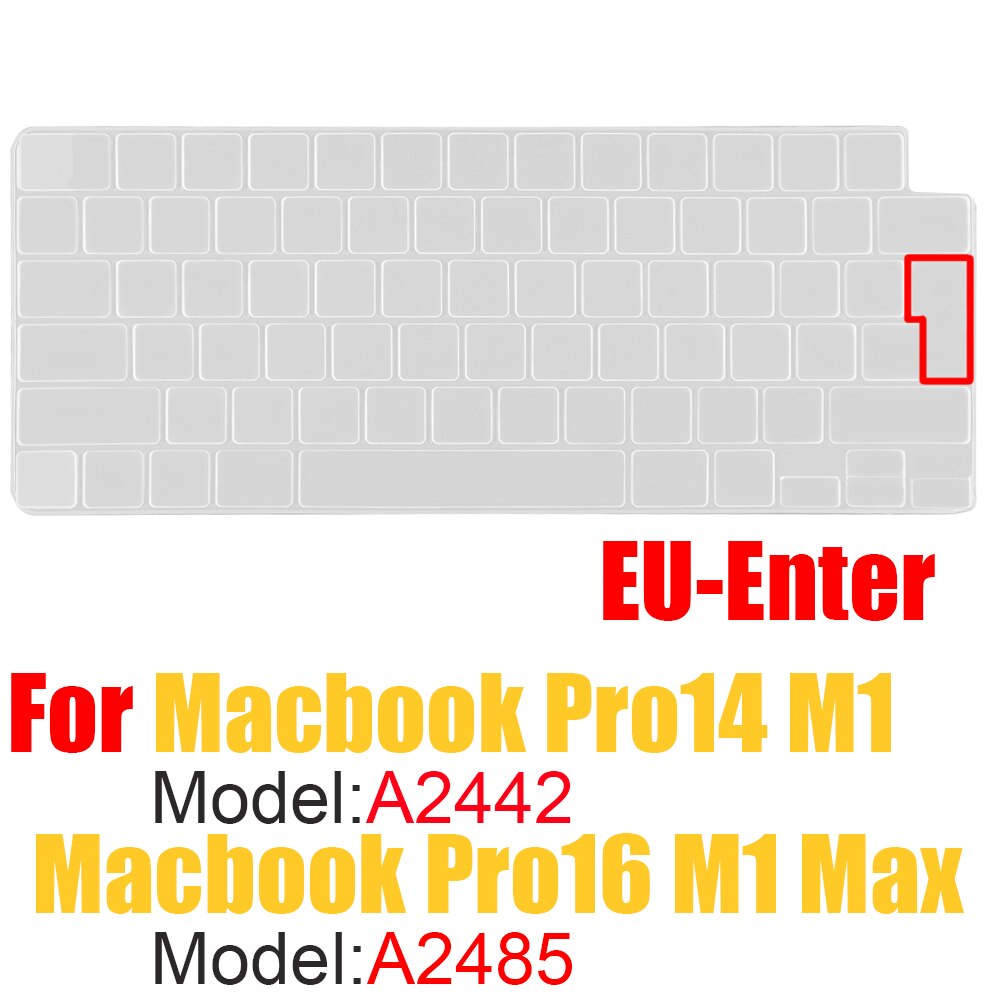 Farve silikone spansk/chile tastatur skin cover til macbook pro 14 a2442 m1 chip pro 16 m1 max  a2485 tastatur cover: Eu-klar
