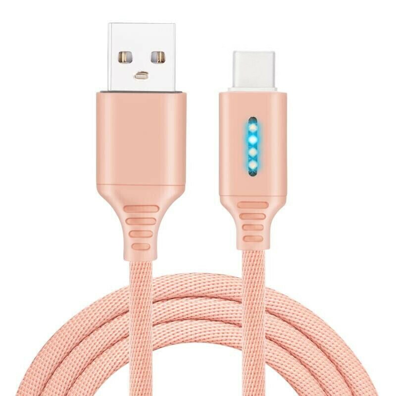 Mobile Phone Data Cable Fast Charge Smart Power-off Protection Mobile Phone Weaving Yarn Android Data Cable Full Automat: Type-C pink