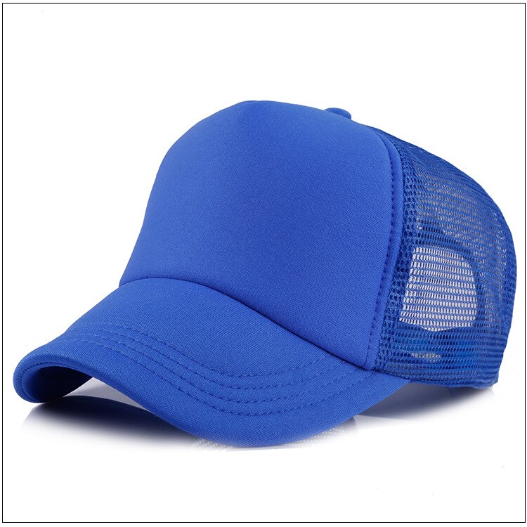 1 Pc Unisex Cap Casual Plain Mesh Baseball Cap Adjustable Snapback Hats For Women Men Hip Hop Trucker Cap Streetwear Dad Hat: All blue