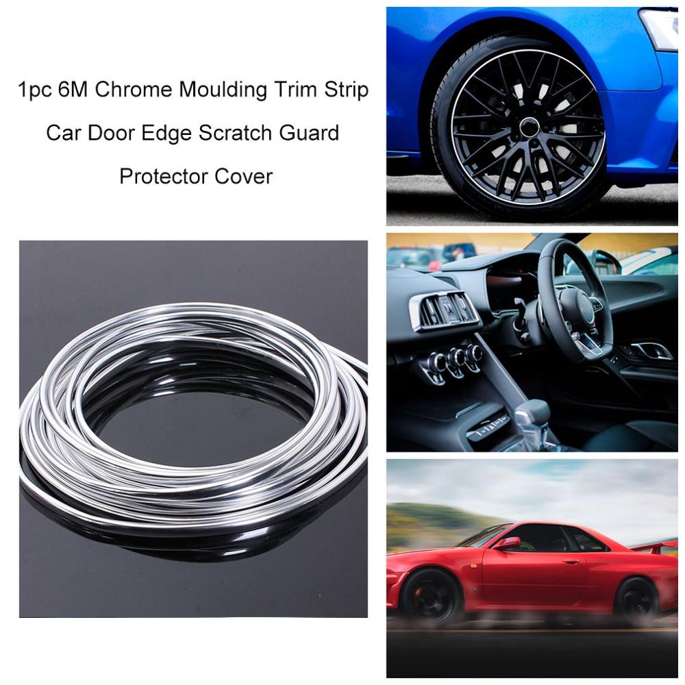 6M Chrome Moulding Trim Strip Autodeur Edge Scratch Guard Protector Cover Strip Roll