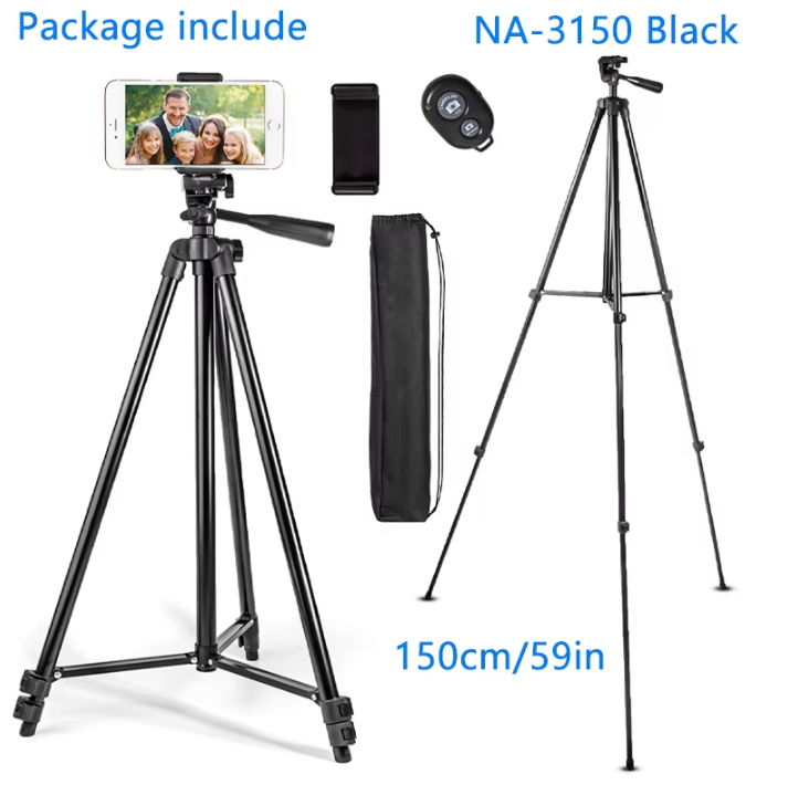Treppiede 3120 per telefono Supporto universale per treppiede video per telefono da 100 cm con supporto per fotografia per registrazione video remota selfie Bluetooth: Black