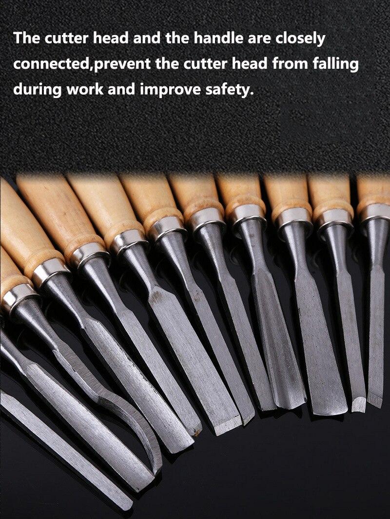 12Pcs/set Manual Wood Carving Hand Chisel Tool Set Carpenters Woodworking Carving Chisel DIY Hand Tools