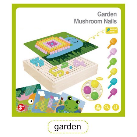 DOLLRYGA Children Educational Wooden Toys Mosaic Mushroom Nail Kit Art Kids knutselen kinderen Puzzle lote jouet enfant: Default Title