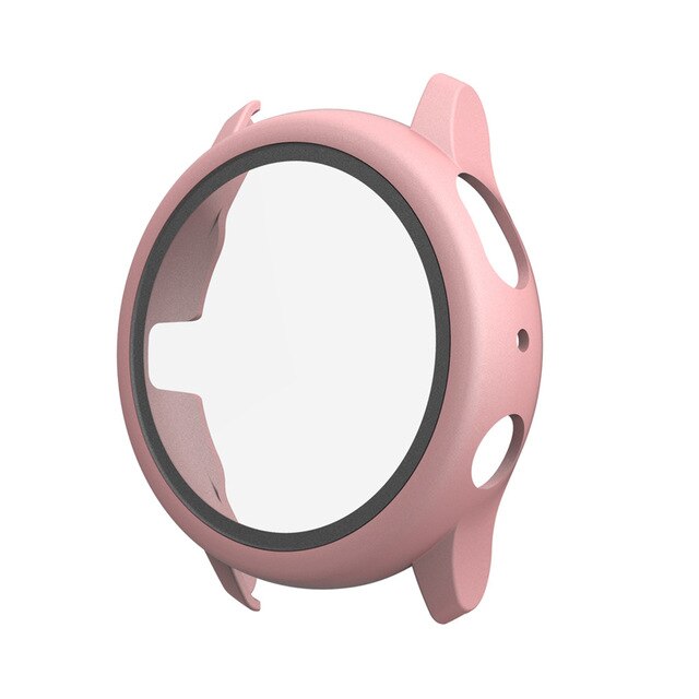 Case+Glass For Samsung Galaxy Watch Active 2 44mm 40mm Tempered Glass Screen Protector Cover Bumper For Samsung Active 2 Case: rose gold / Active 2 44mm
