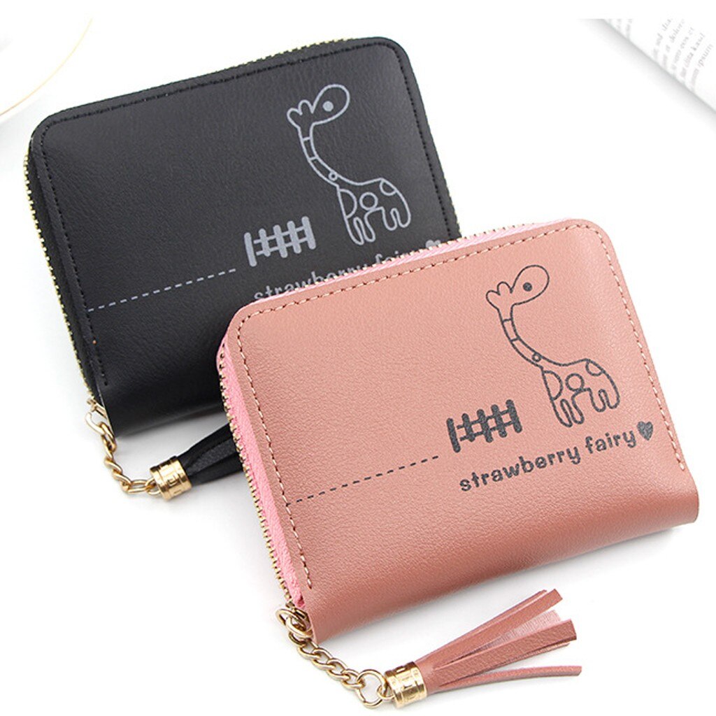 Femmes court gland imprimé à franges en cuir portefeuille femme Simple voyage en plein air de crédit porte-carte porte-monnaie Mini pochette