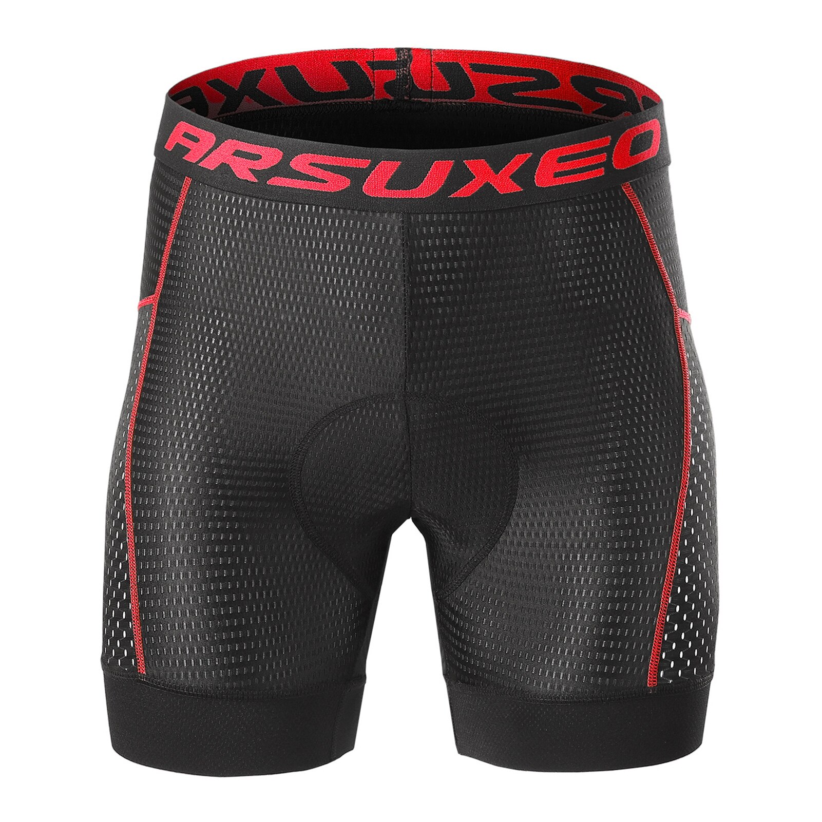 Arsuxeo Men&#39;s Shorts Cycling Underwear Shorts 5D Gel Padded Quick Dry Shockproof MTB Bike Bicycle Riding Shorts Ciclismo Ropa: Red / XL