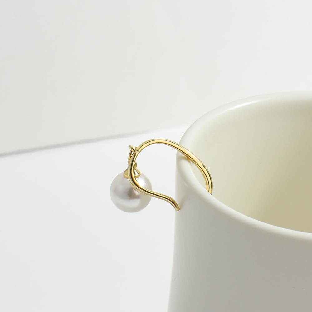 Lifefontier-pendientes redondos de perlas de imitación para mujer, aretes pequeños a la , sin Piercing, de joyería para boda: A1262094E
