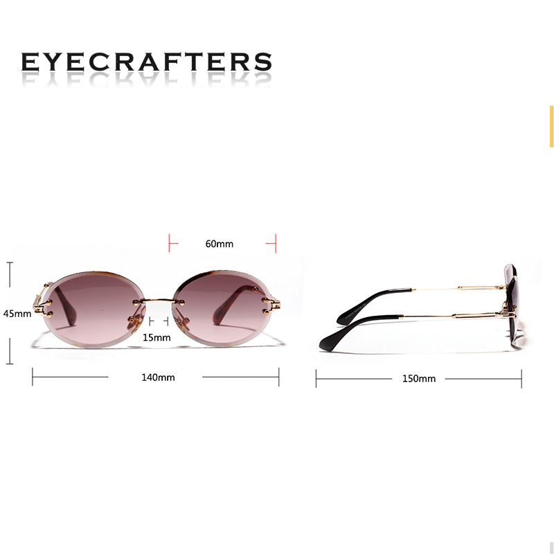 EYECRAFTERS Small Sunglasses Women Rimless Round Sun Glasses Women Shades Style Female Uv400 Retro Male