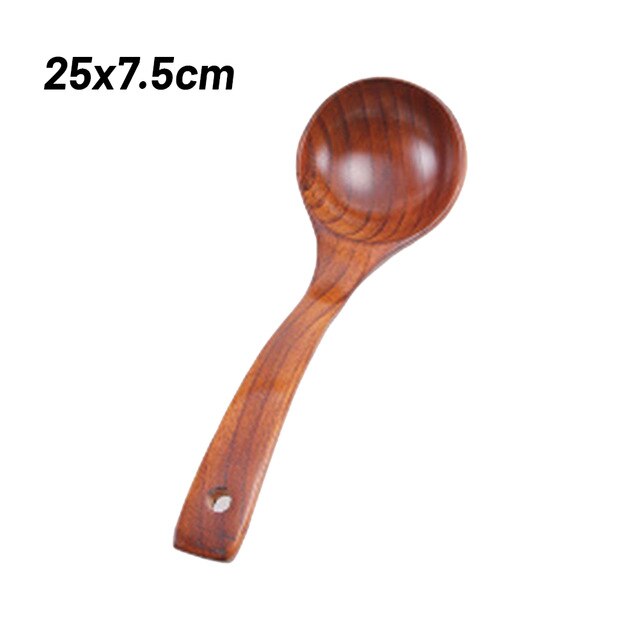 Wooden Large Soup Scoops Long Handle Cooking Scoop Wood Ramen Rice Spoon Soup Ladle Catering Tableware Kitchen Utensil: M