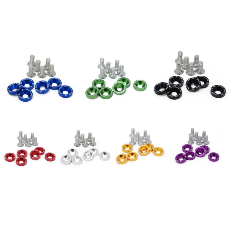 6 uds M8 tornillos pasadores hexagonales modificado para coche arandela de guardabarros parachoques motor tornillos cóncavos, aleación de aluminio paraguas avellanado cabeza plana