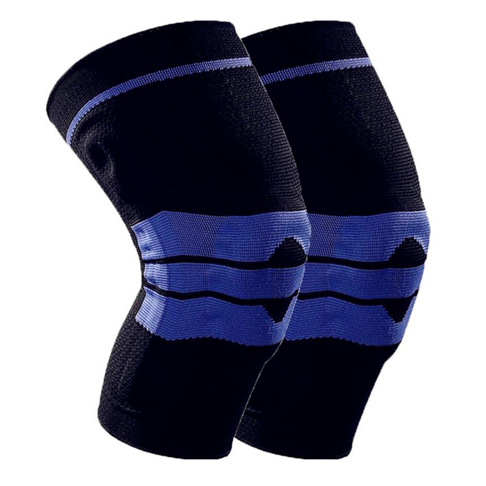 2Pcs Fitness Hardlopen Fietsen Knie Ondersteuning Braces Elastische Nylon Sport Knie Pad Sleeve (Versterkte Type, sized M, Bla: Default Title