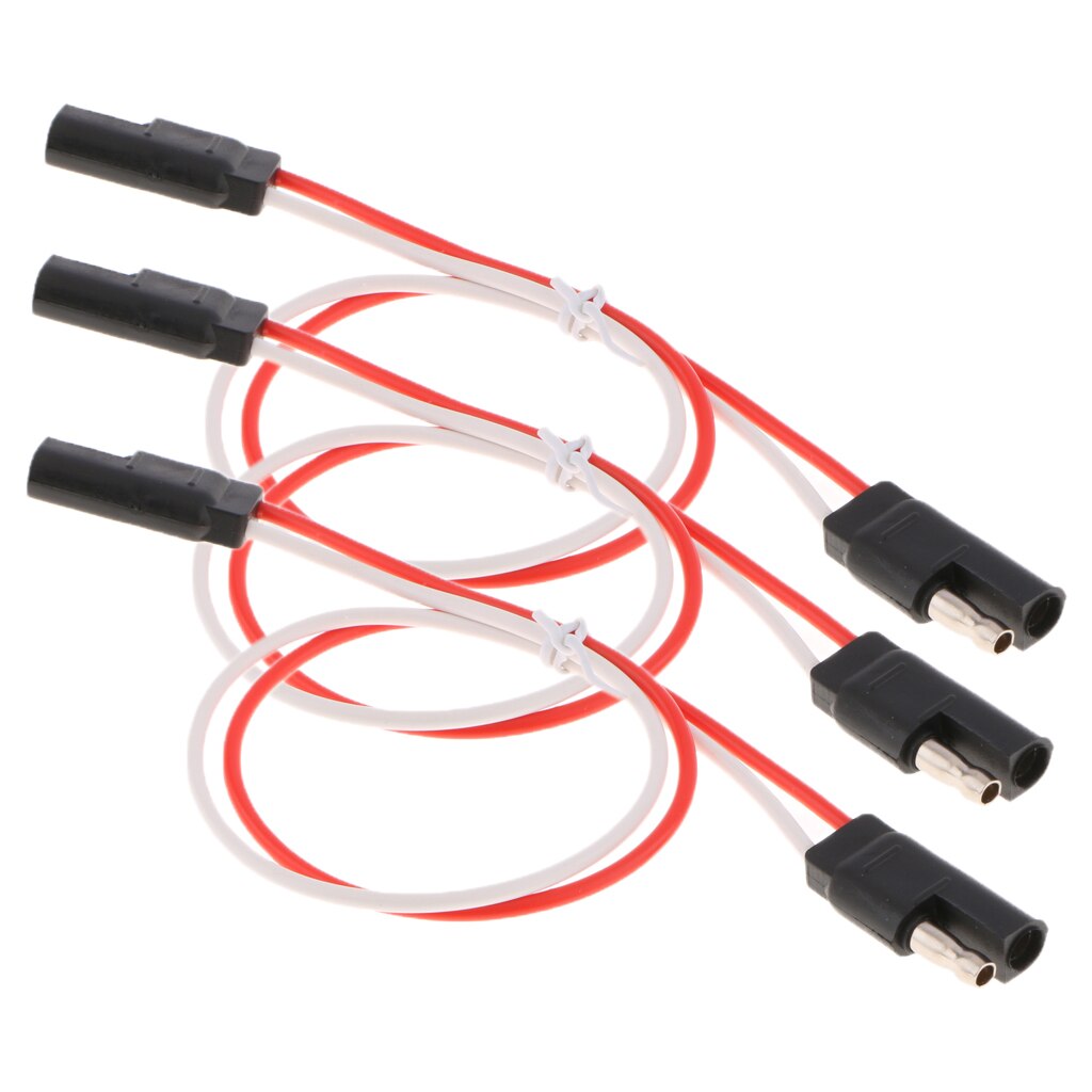 3 Pieces Polarized 13" 2 Pin SAE Wire Plug Connector Waterproof 12V