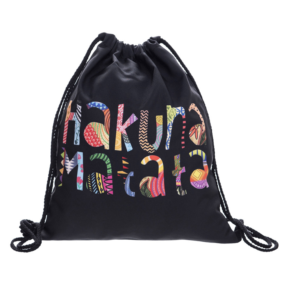 Femmes géométrique cordon sac à dos 3D impression voyage Softback femmes cordon sac à dos: B