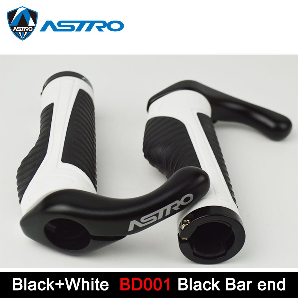 Astro fietsstuur grip fietsstuur bar end fietsen duurzaam antislip rubber mountainbike accessoires fietsonderdelen 1 paar: Wit  bd001 zwart