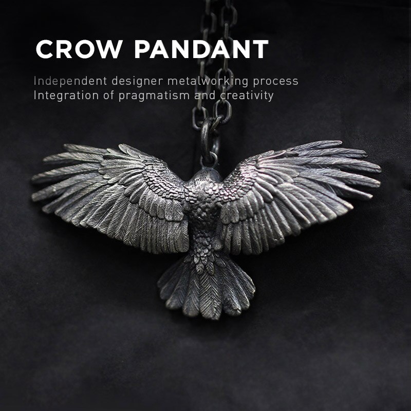 Persoonlijkheid Rvs Eagle Hanger Ketting Vintage Zilveren Kleur Crow Hanger Lange Ketting Voor Mannen Vrouwen Hip Hop Sieraden