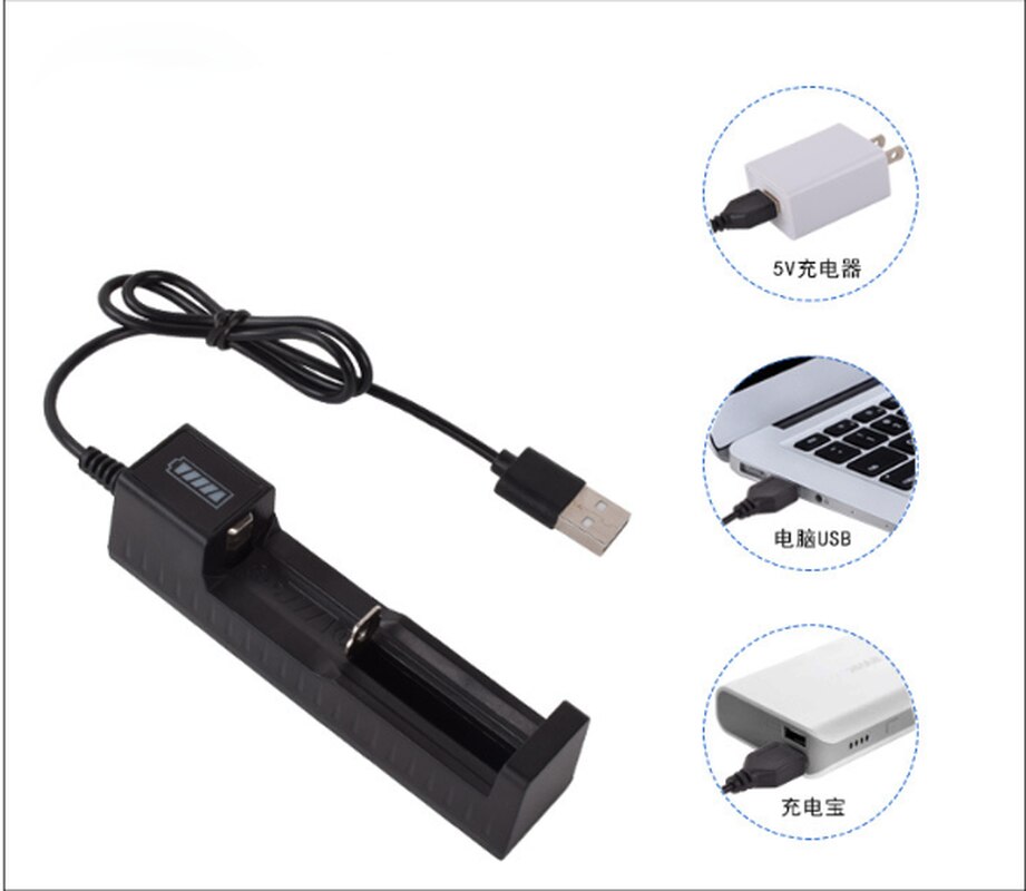 Universal 1 slot Battery USB Charger adapter LED Smart Chargering for Rechargeable Batteries Li-ion 18650 26650 14500