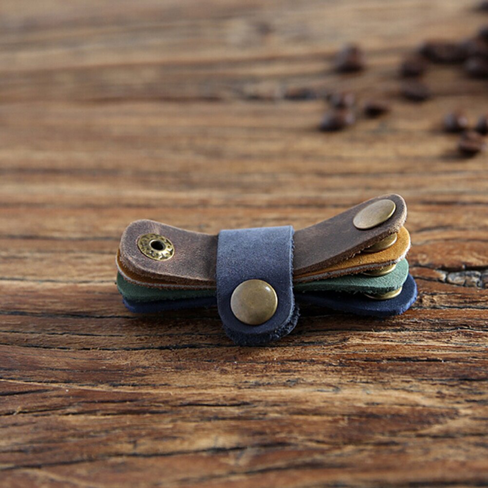 1PCS 8*2cm Headset Koptelefoon Draad Draagbare USB Kabel Koord Leer Winder Hoofdtelefoon Case Koreaanse Bureau Manager